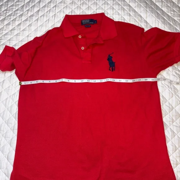 Polo Ralph Lauren Red Big Pony Polo Shirt Size L Navy #3 Sleeve USA Classic Fit - Picture 7 of 7